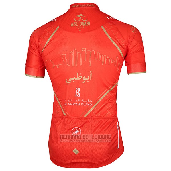 2017 Fahrradbekleidung Abu Dhabi Tour Orange Trikot Kurzarm und Tragerhose